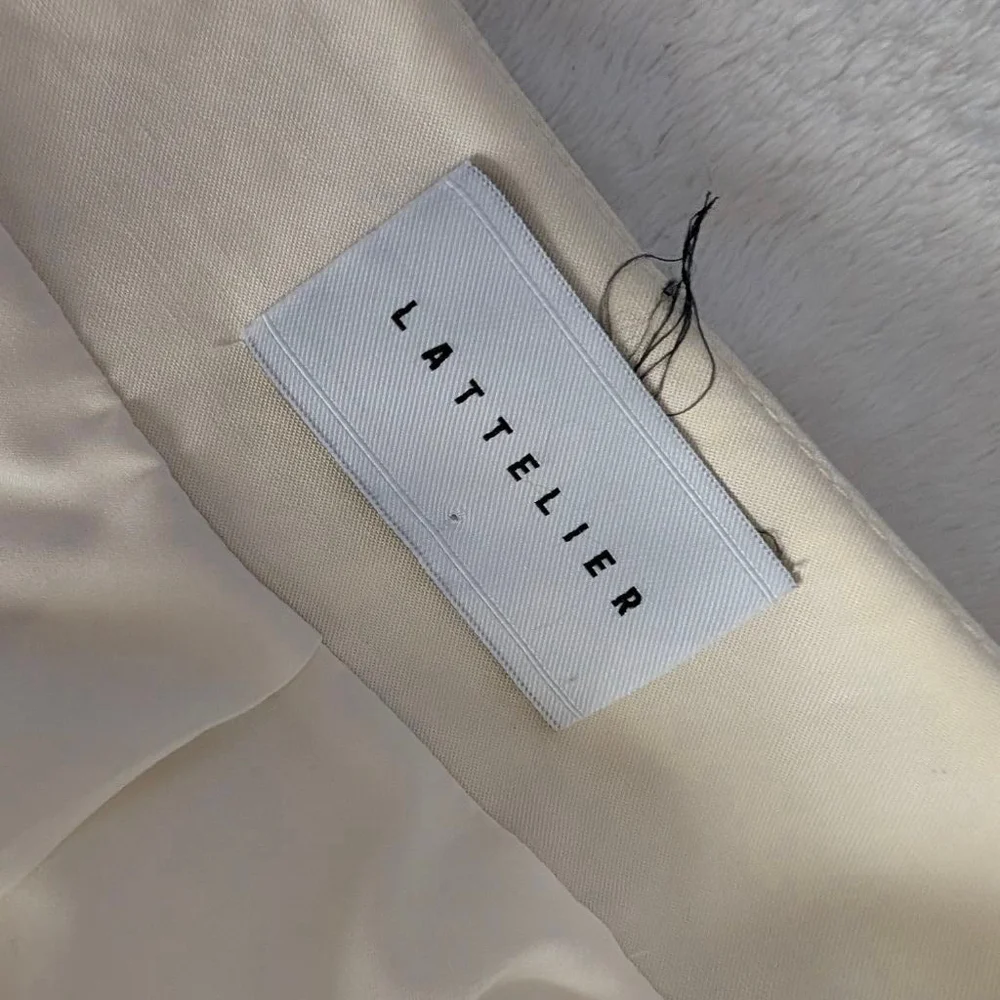 Lattelier Linen Cotton Blend Cream Blazer - Large